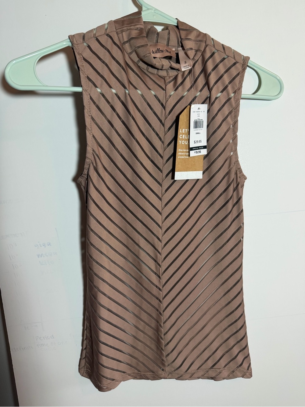 NWT Sleeveless Striped Mock Neck Blouse - Brown